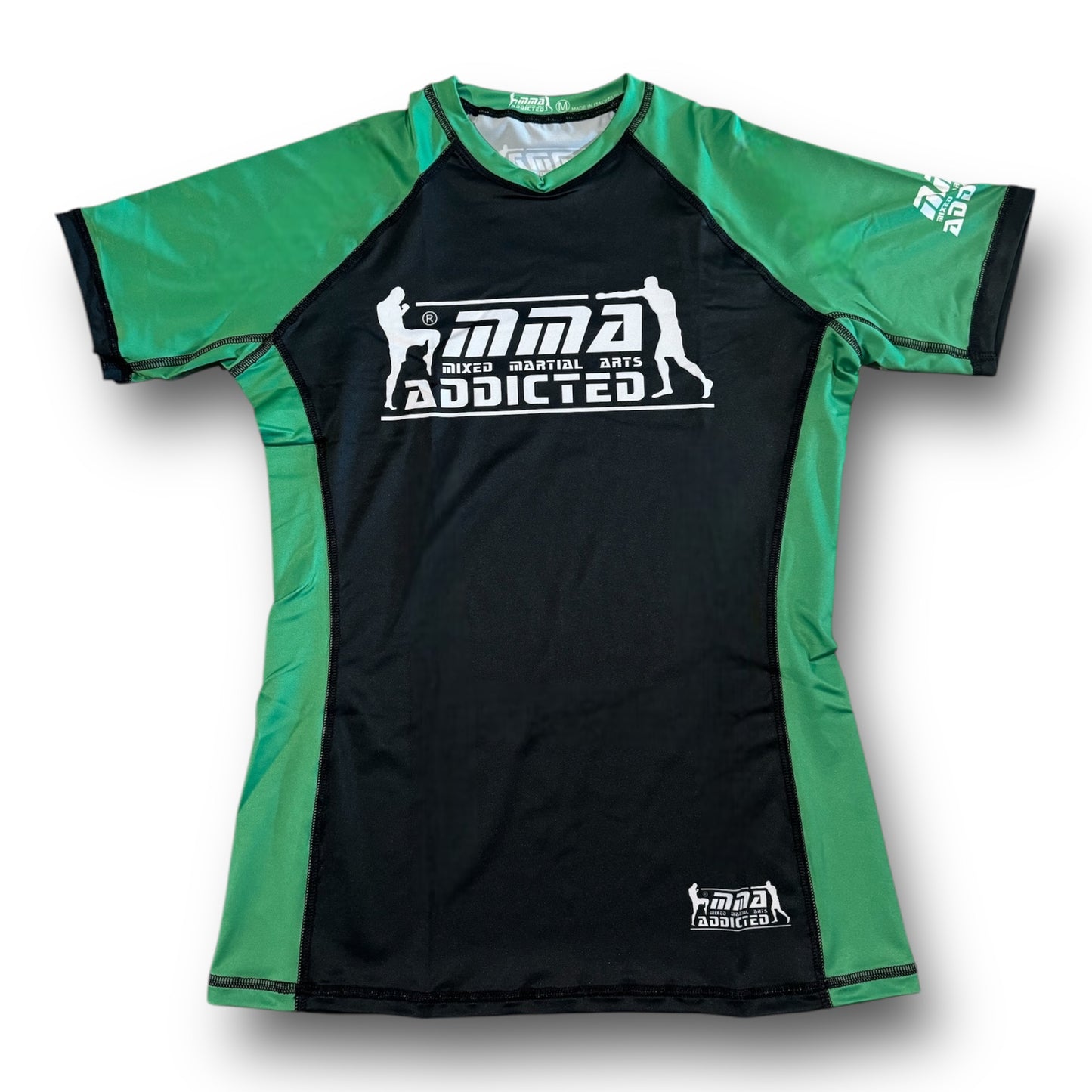 MMA Addicted Rash Guard MOD.“2nd Skin” Mezza Manica-Nero/Verde