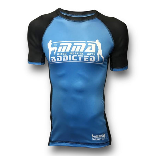 MMA Addicted Rash Guard MOD.“2nd Skin” Mezza Manica-Azzurro/Nero