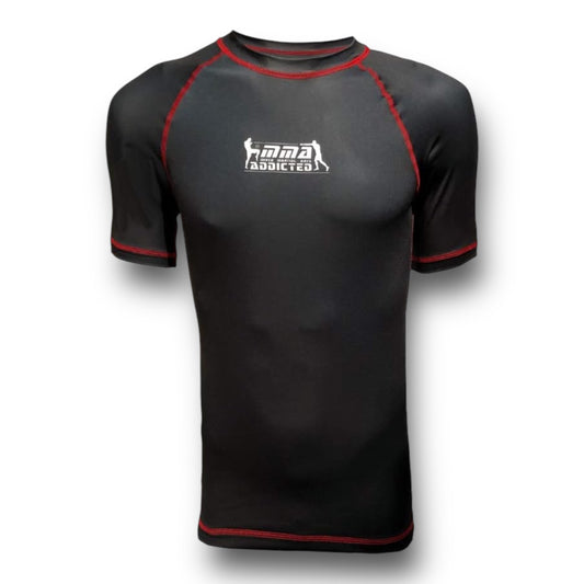 MMA Addicted Rash Guard MOD.“Darkness” Mezza Manica- Nero/Rosso