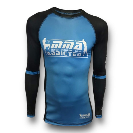 MMA Addicted Rash Guard MOD.“2nd Skin” Maniche Lunghe - Nero/Blu