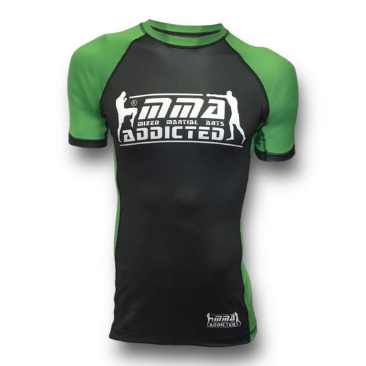 MMA Addicted Rash Guard MOD.“2nd Skin” Mezza Manica-Nero/Verde